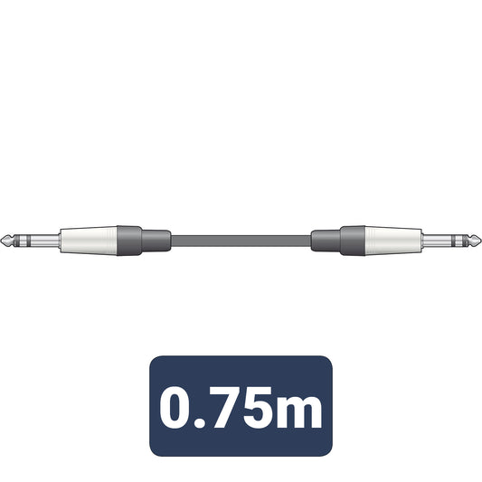 guitar cable with 0.75m label on white background