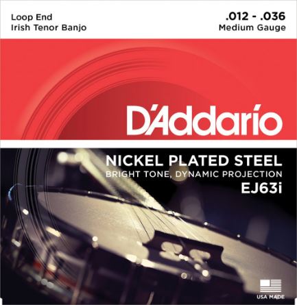 D'Addario banjo string packaging with red and black design