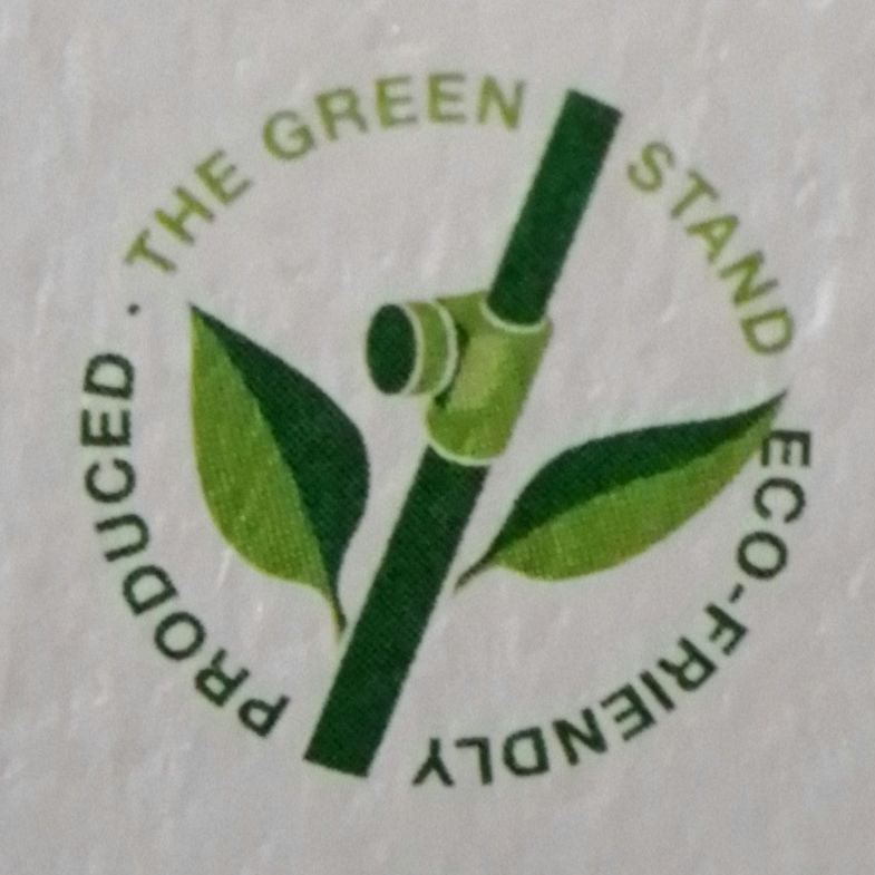 Logo of 'The Green Stand' with a bamboo stick and leaves on a white background