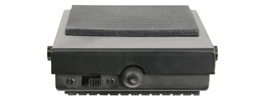 Black electronic device with a textured surface on a white background