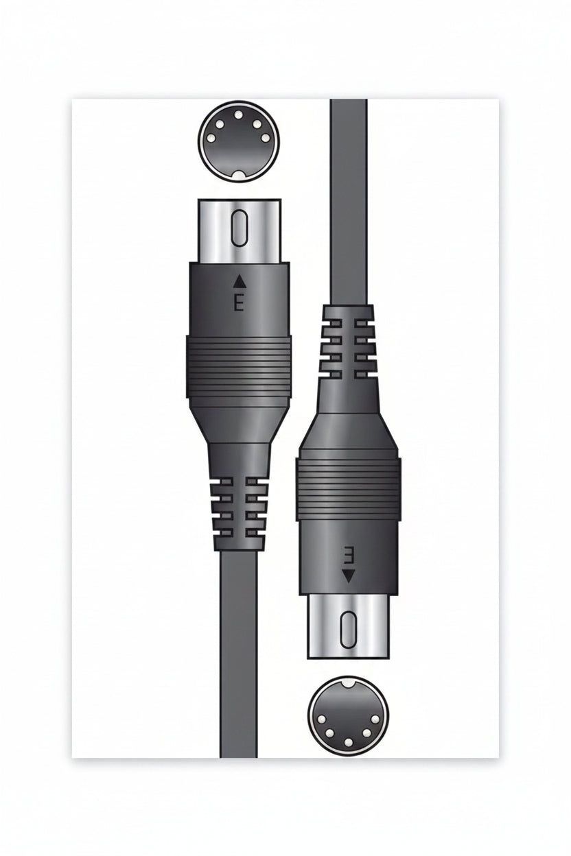 Two 5-pin connectors with metallic ends on a black background