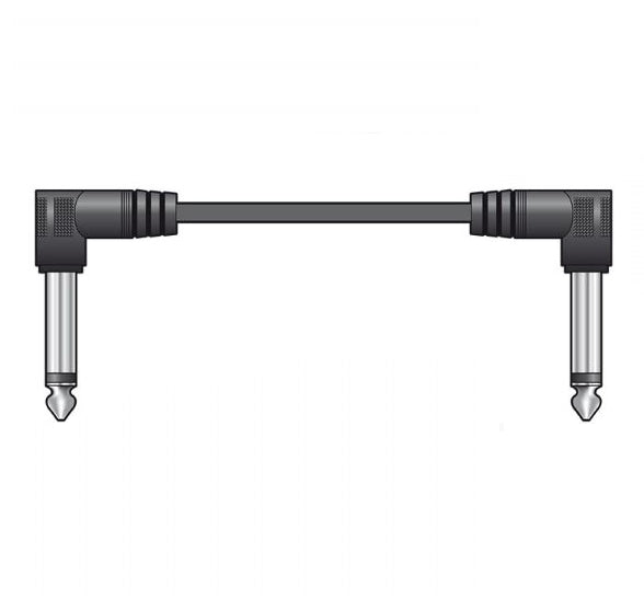 Black patch lead with 90-degree angle on a white background