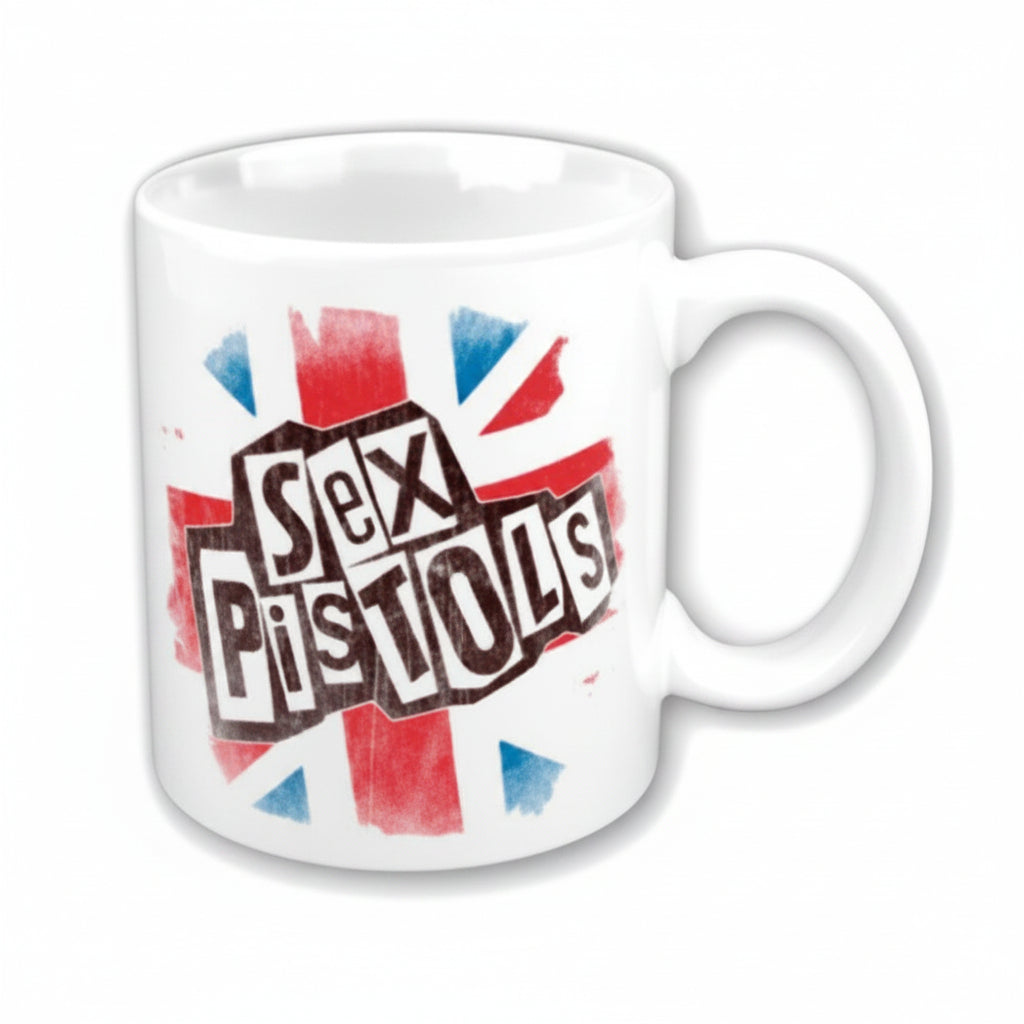 Mug with 'Sex Pistols' logo on a white background