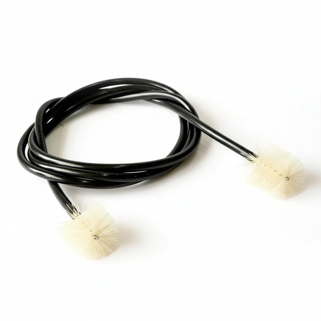 A flexible rod with a brush on both ends