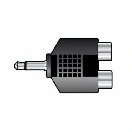 Black audio connector - mono jack to two female RCA