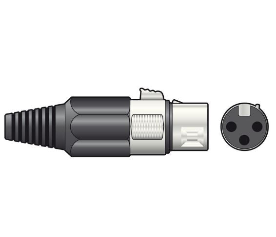 XLR microphone plug on a white background
