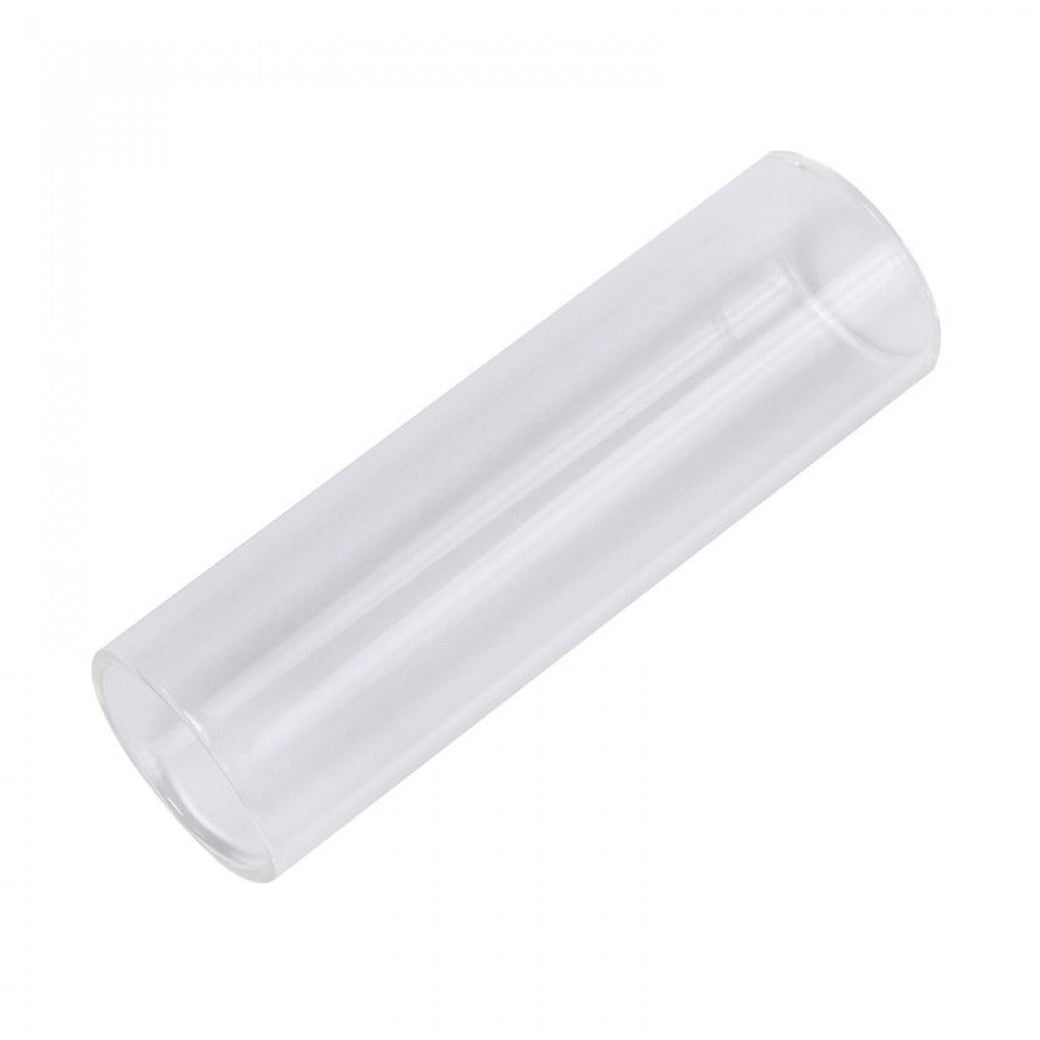 Transparent cylindrical glass slide on a white background