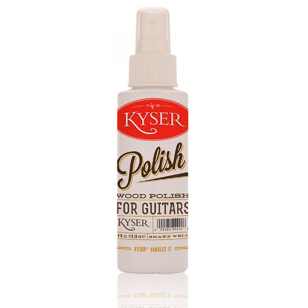 Bottle of Kyser guitar polish on a white background