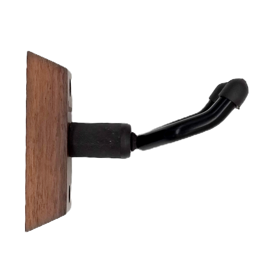 Wooden and metal bracket with black arm on a white background