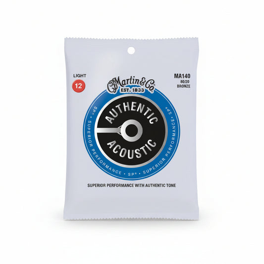 Martin Authentic Acoustic guitar string set packaging on a white background