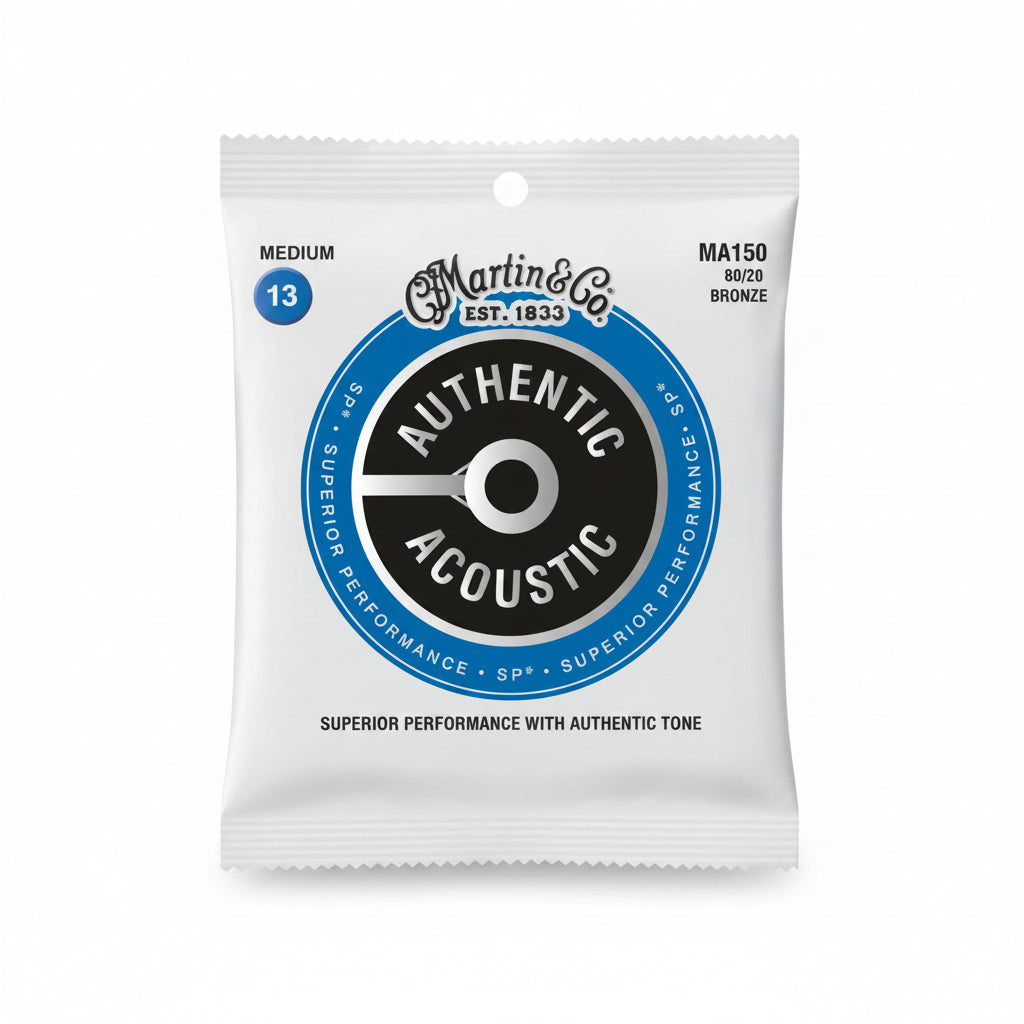 Martin Authentic Acoustic guitar string set packaging on a white background