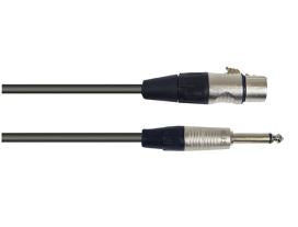 Audio cables with XLR and 1/4 inch connectors on a white background