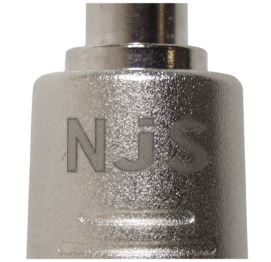 A detailed picture of the 'NJS' branding on the metal connector