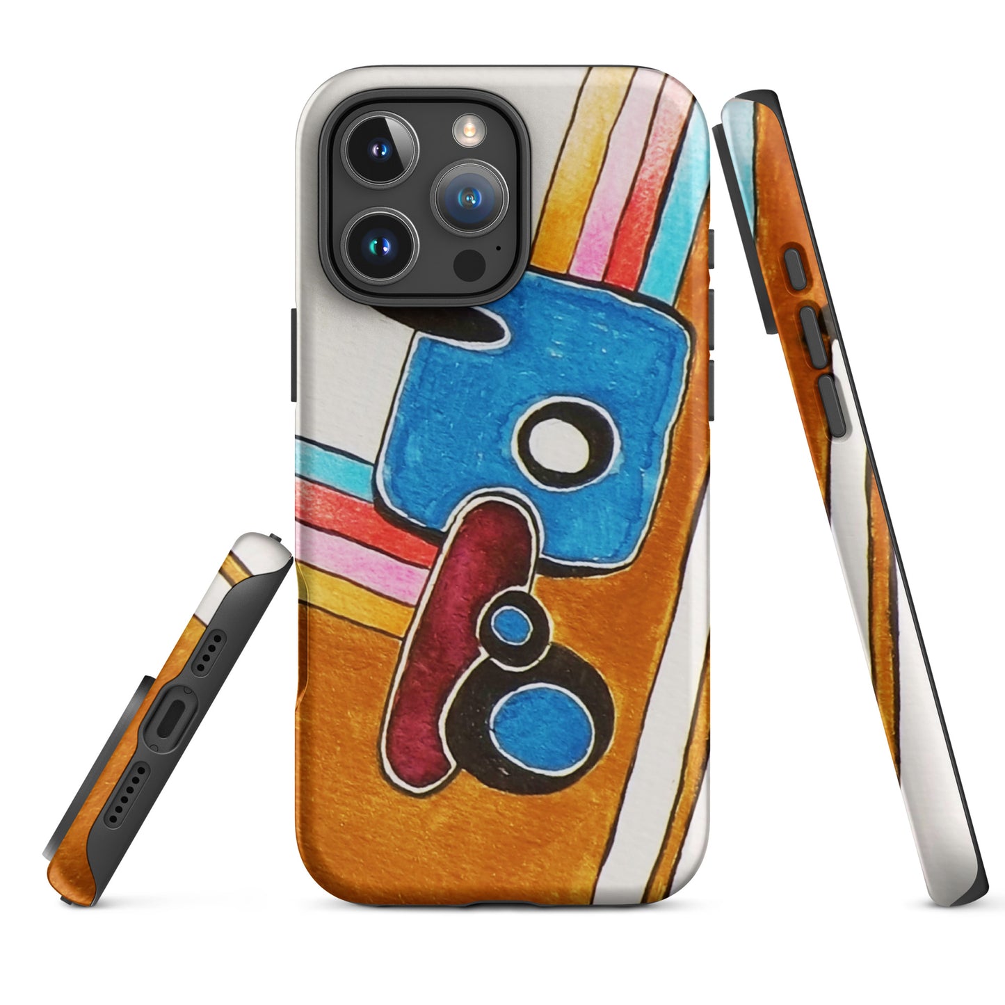 Colorful phone case with a unique design on a white background