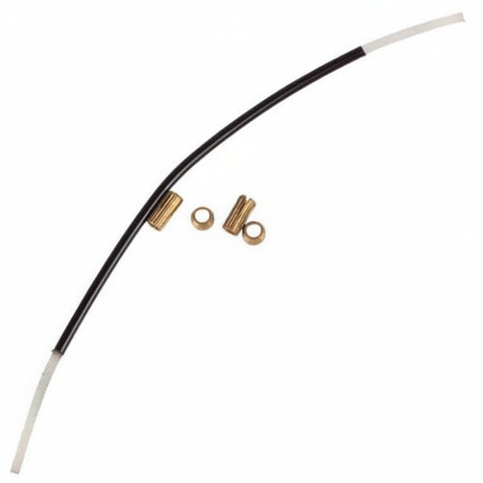 Black and white tail gut with brass connectors on a white background