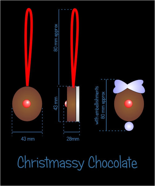 The chocolate ornament has the size of a real chocolate fits in the palm of your hand.