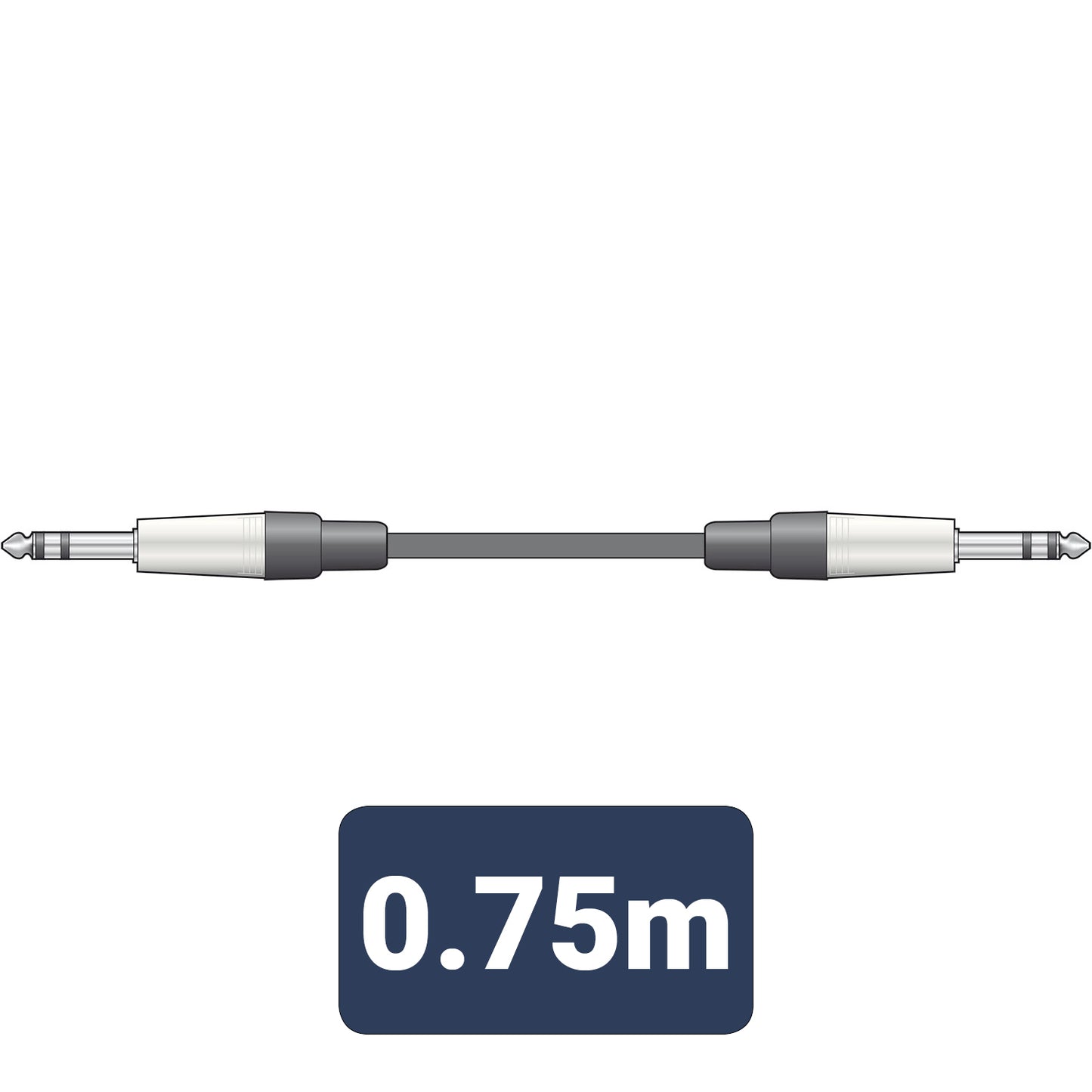  guitar cable with 0.75m label on white background