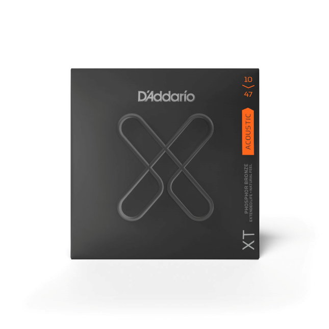 D'Addario XT acoustic guitar string set packaging on a white background
