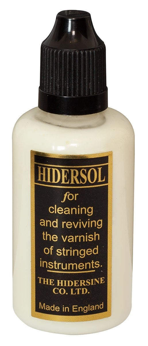 Bottle of Hidersol for stringed instruments on a white background