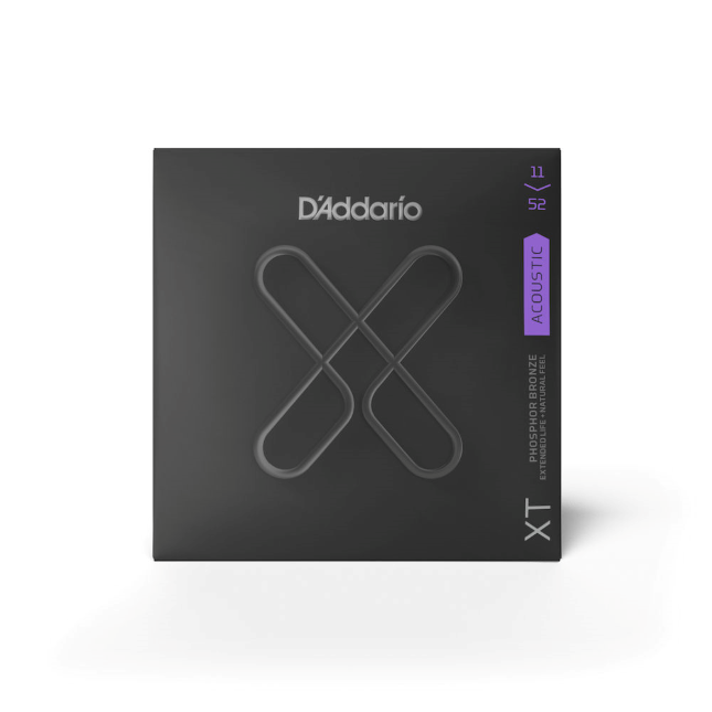D'Addario XT acoustic guitar strings packaging on a white background