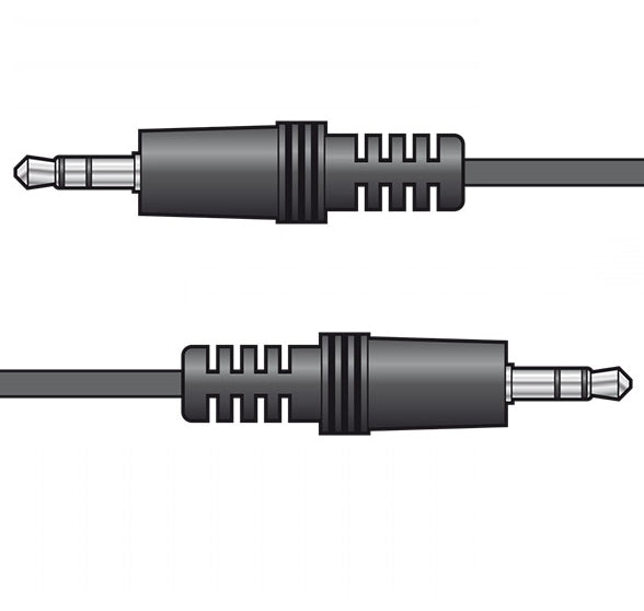 Two 3.5mm audio cables with plugs on a white background