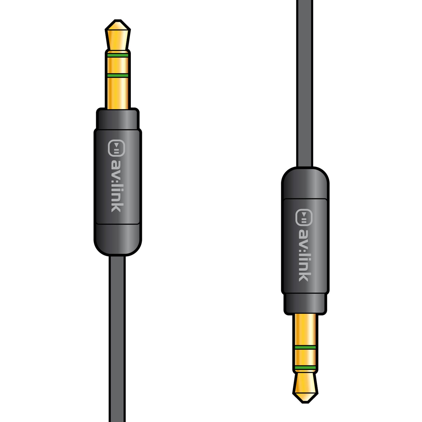 Audio cable with 3.5mm male to 3.5 male  stereo Jack on a white background