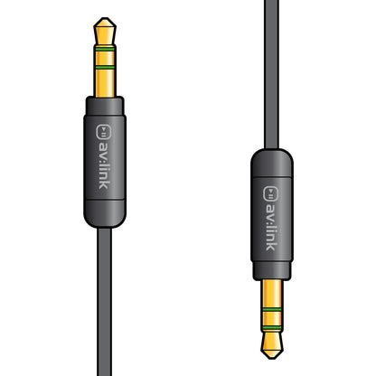 Audio cable with 3.5mm male to 3.5 male  stereo Jack on a white background