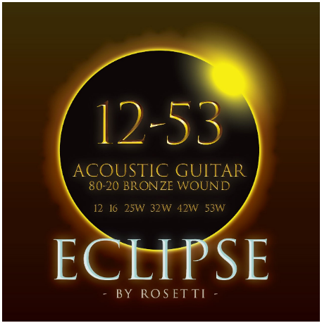 Eclipse by Rosetti acoustic guitar string set packaging with '12-53' notation.