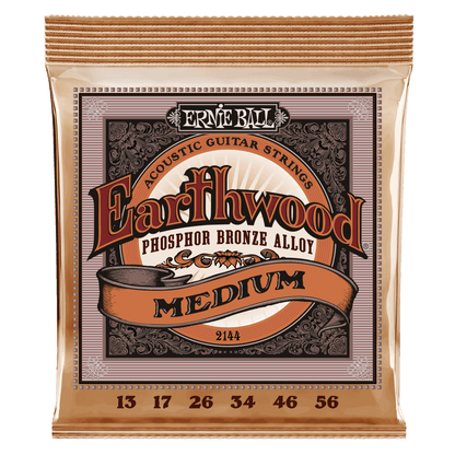 Ernie Ball Earthwood Phosphor Bronze Alloy acoustic guitar strings packaging on a black background
