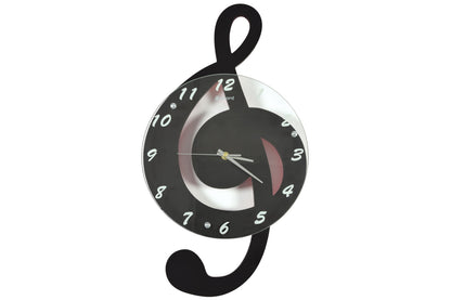 Wall clock with black decorative hook on a white background