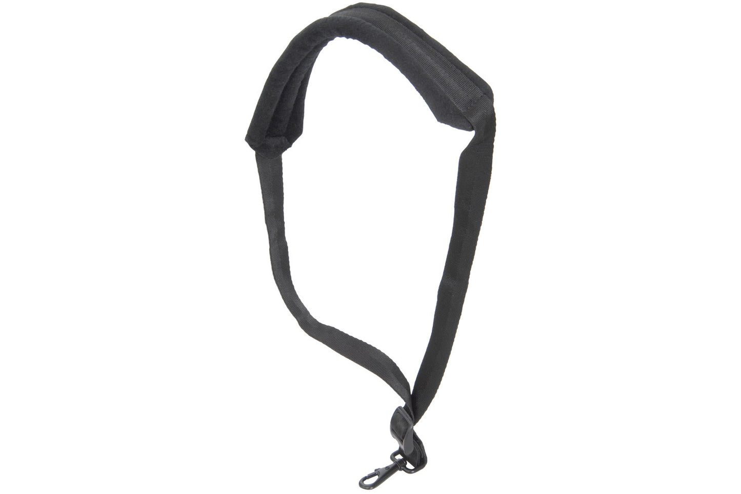 Black sax strap on a white background