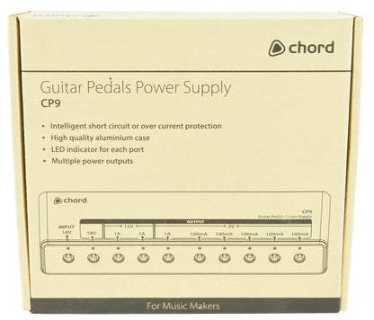 Chord Guitar Pedals Power Supply CP9 packaging on a beige background