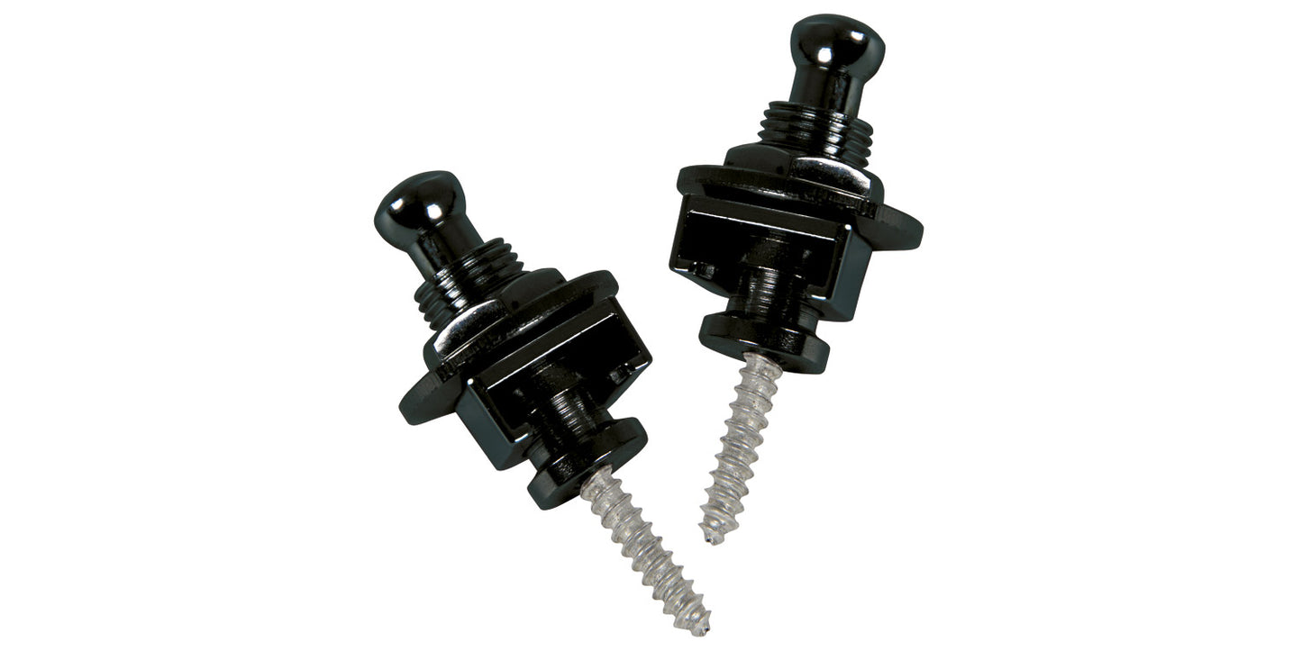 Two black metal screws on a white background