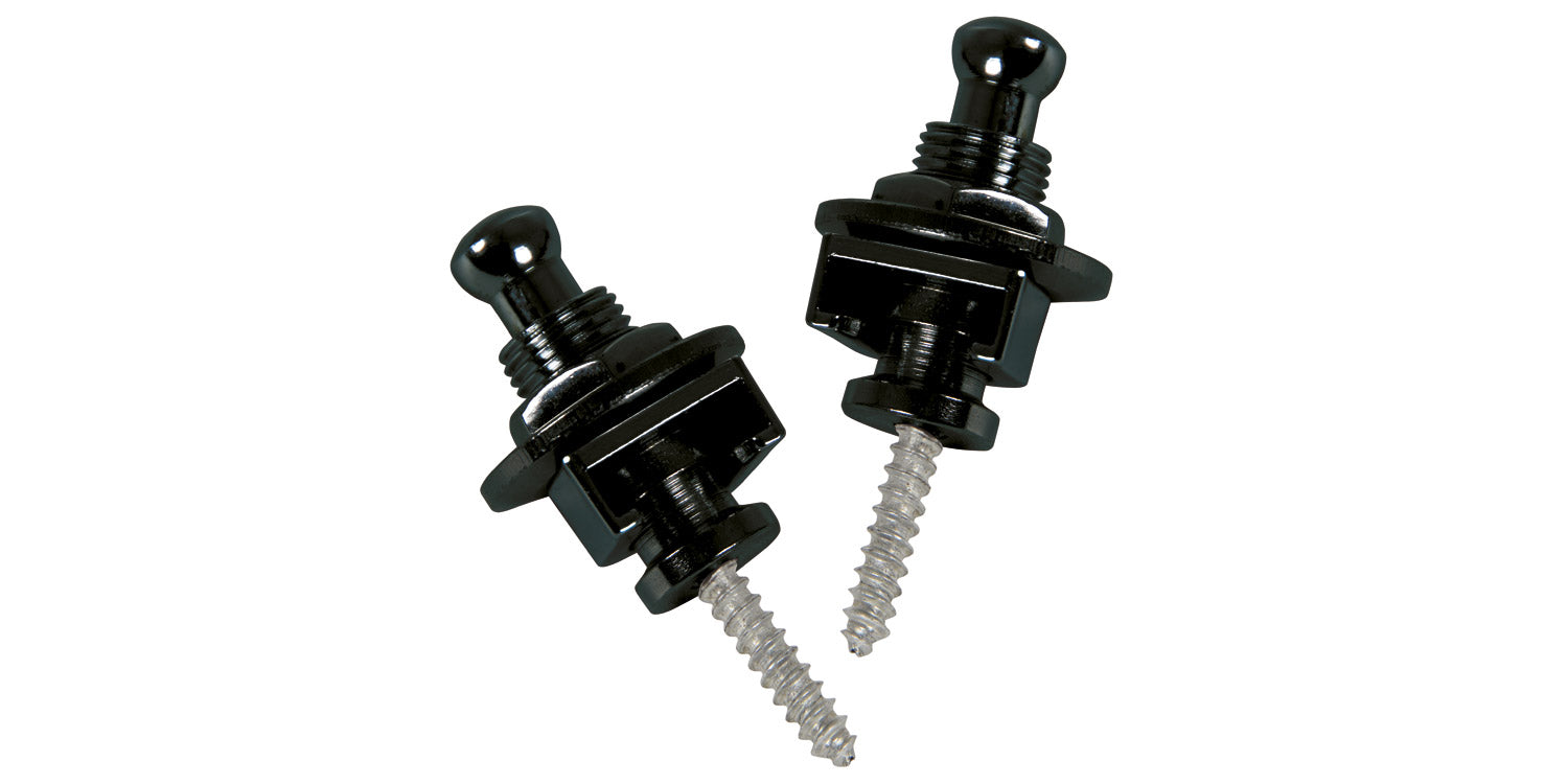 Two black metal screws on a white background
