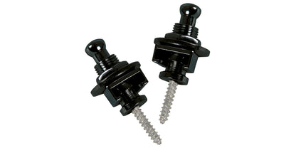 Two black metal screws on a white background