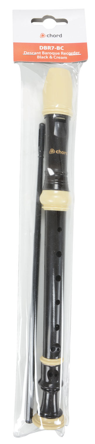 Packaged descant recorder with a white background
