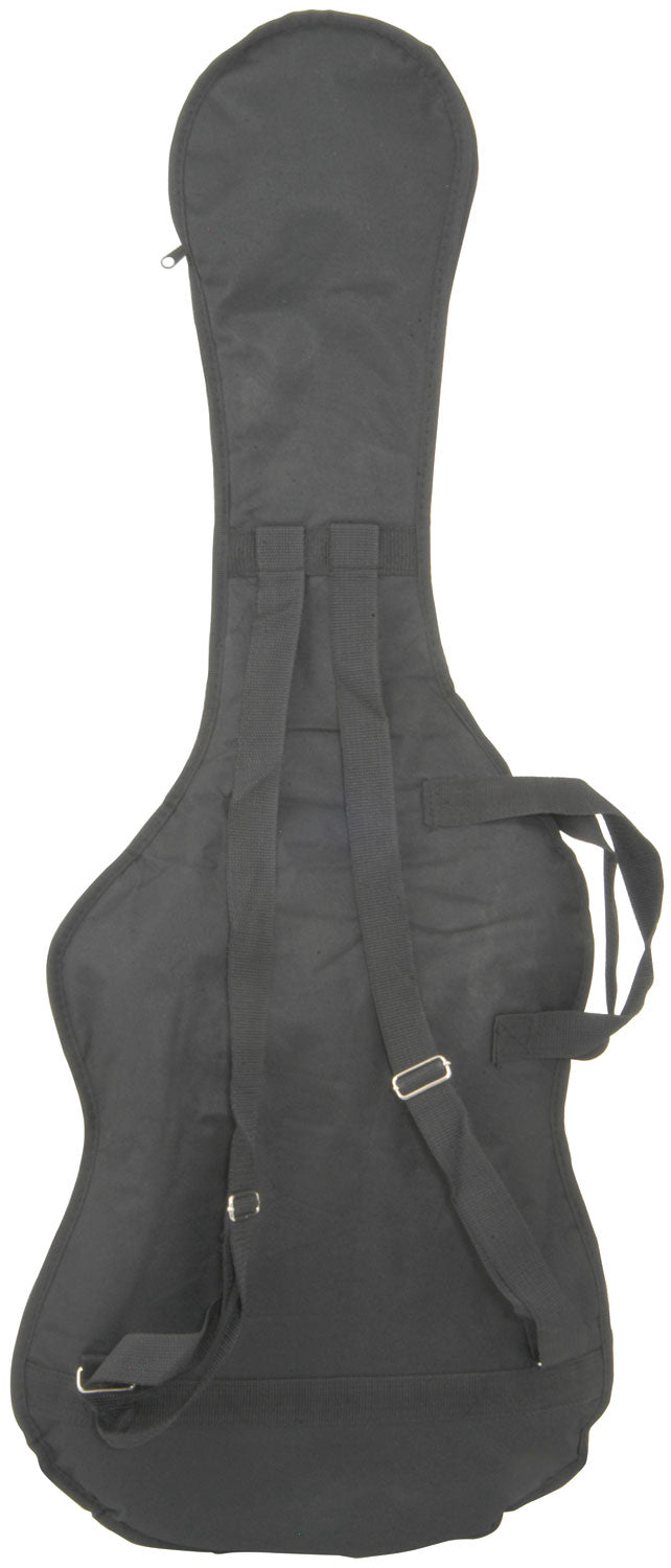 Black guitar case on a white background