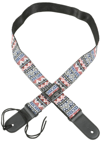 Guitar strap with geometric pattern on a white background