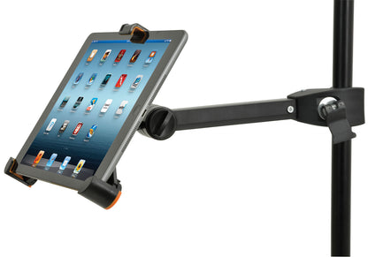 Tablet holder with a tablet on a white background