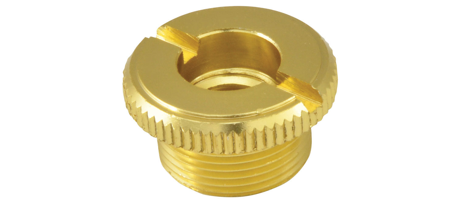 Brass metal fitting on a white background