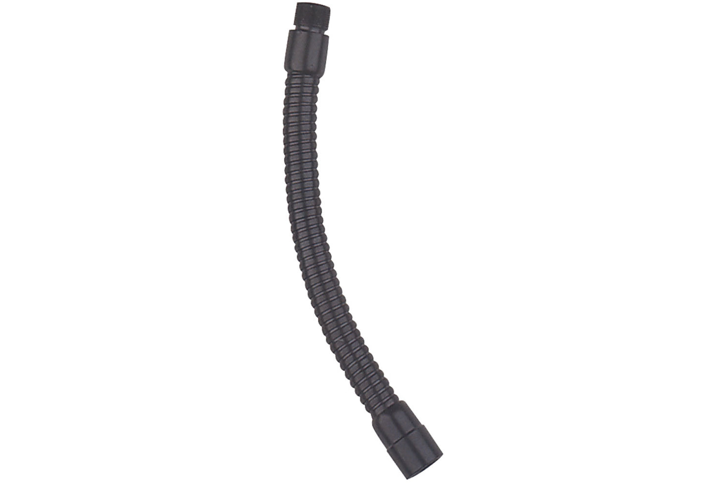 Black flexible hose on a white background