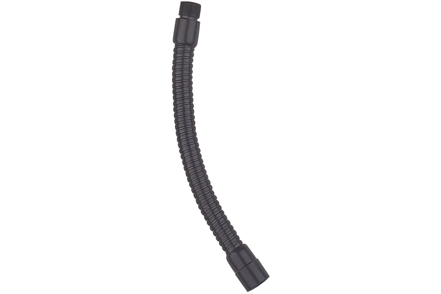 Black flexible hose on a white background
