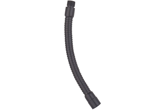 Black flexible hose on a white background