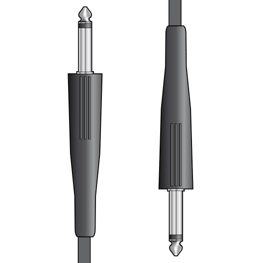 Two audio cables with plug ends on a white background