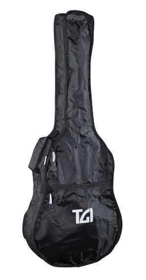 Black bass guitar bag with TGI logo on a white background