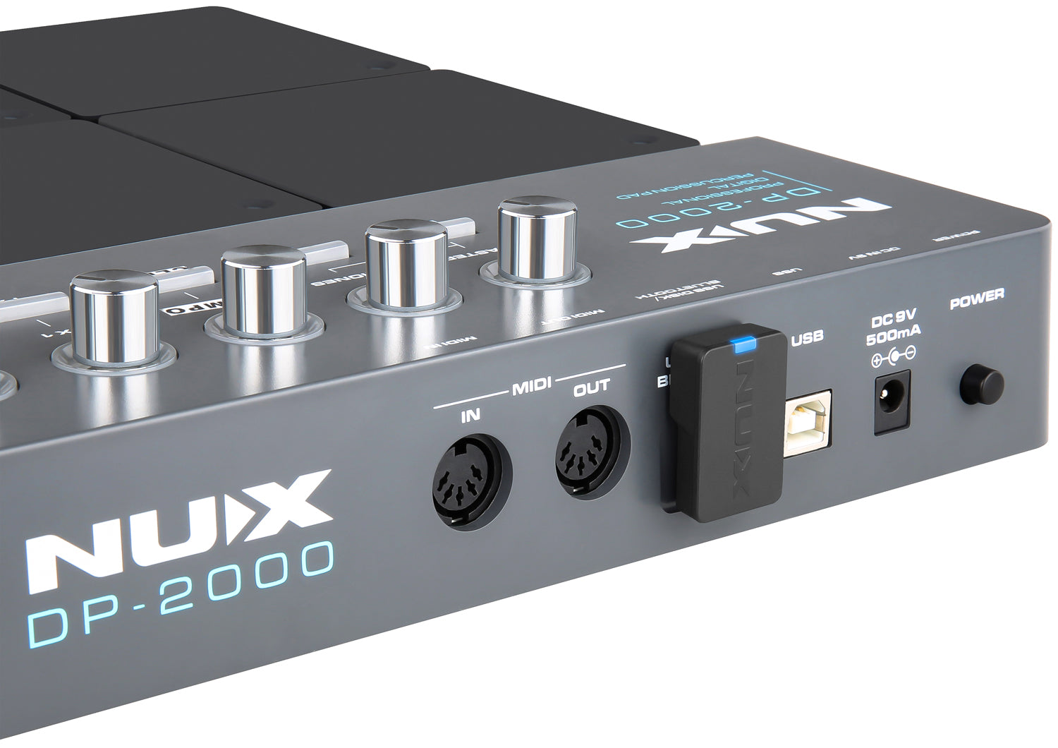 NUX DP-2000 musical device with control knobs and ports on a white background