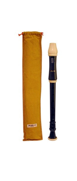 High quality plastic recorder with a yellow case on a white background