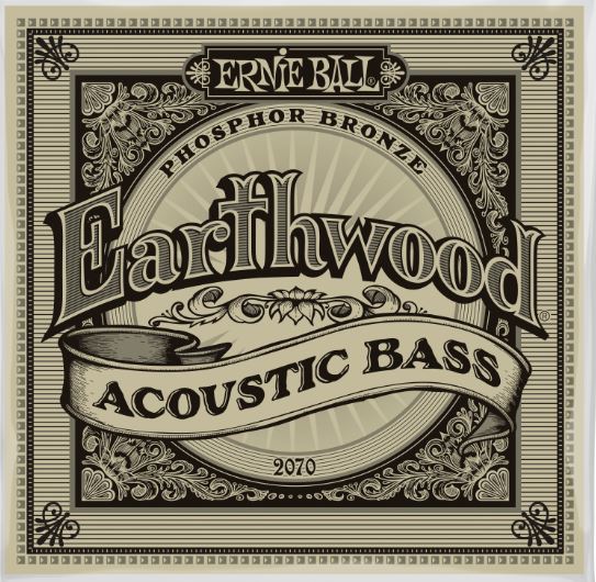 Ernie Ball Earthwood Acoustic Bass guitar string label with decorative border