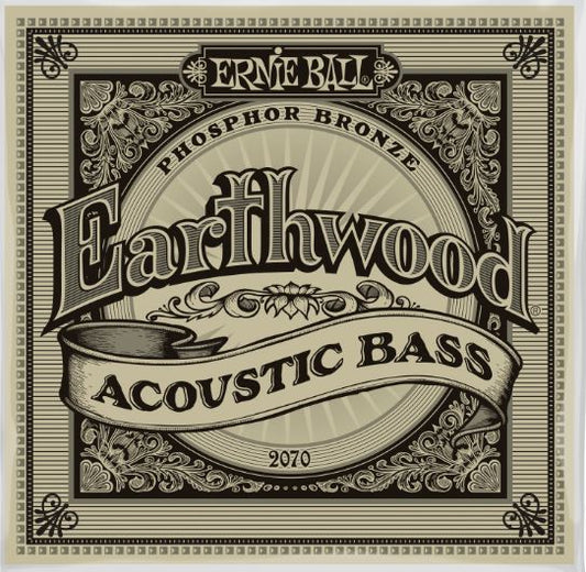 Ernie Ball Earthwood Acoustic Bass guitar string label with decorative border