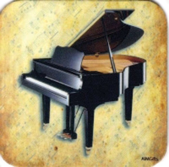 Illustration of a grand piano on a yellow background